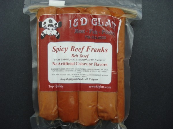 Spicy Beef Franks 8 pcs ($9.29/lb) - Click Image to Close